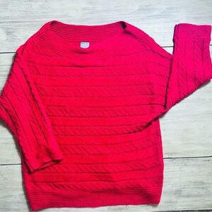 Soho New York & Company Red Knit Sweater Scoop Nexk Vibrant Red Size XL Chunky